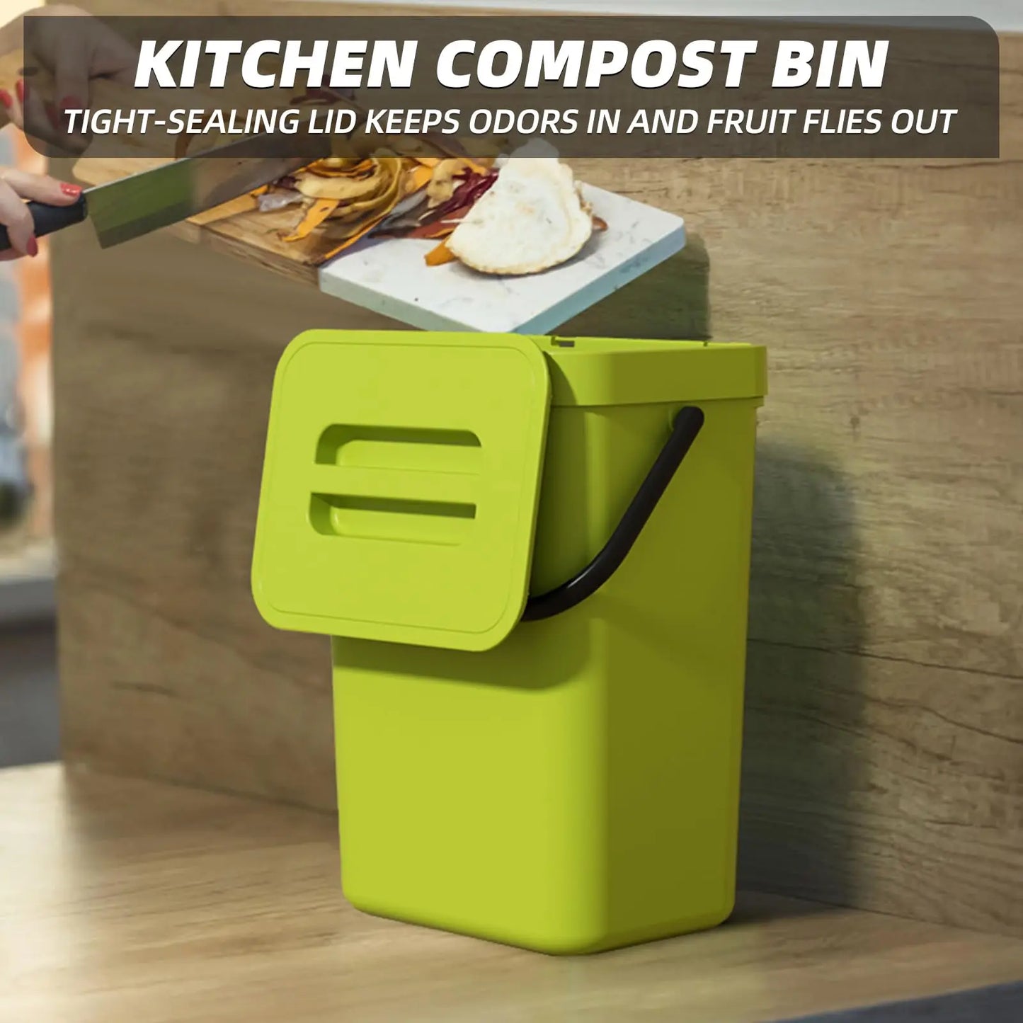 Compact Hanging Mini Trash Bin with Lid and Carry Handle for Kitchen and Bathroom