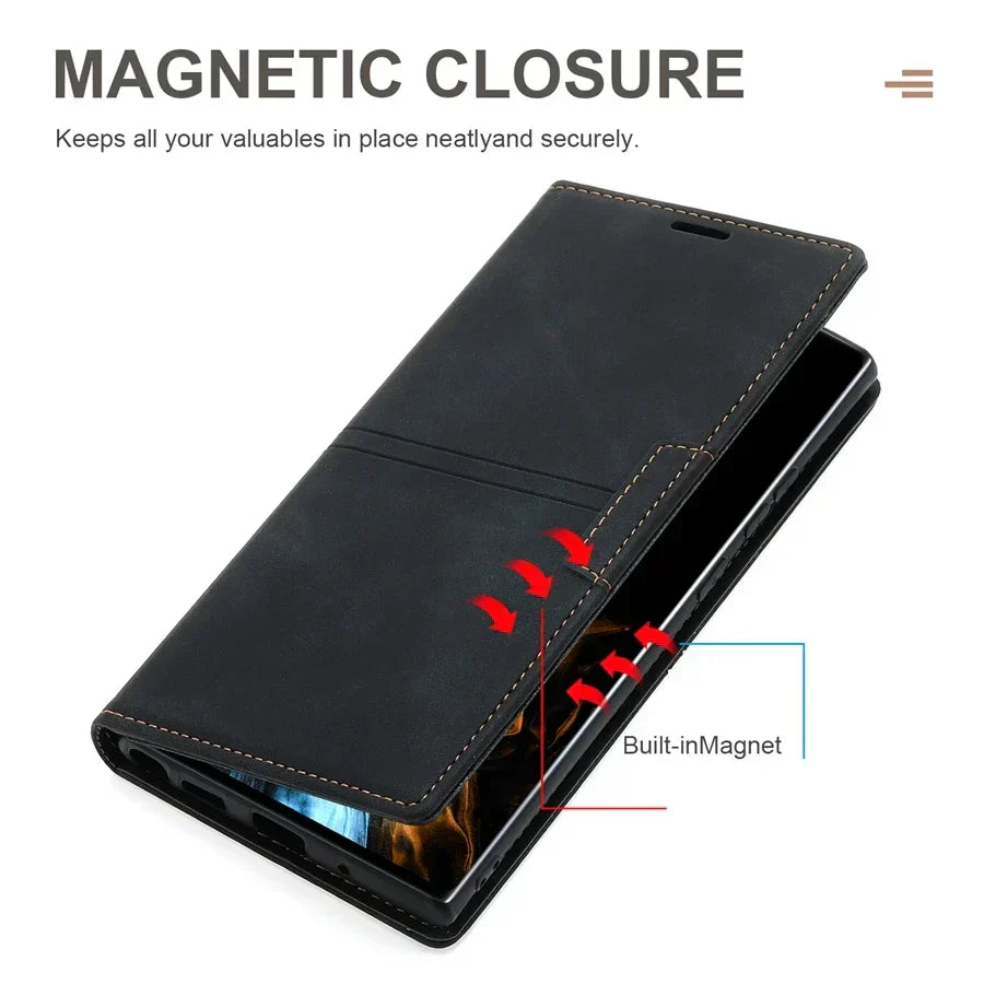 Leather Wallet Case for Google Pixel - Magnetic Flip Cover with Protection