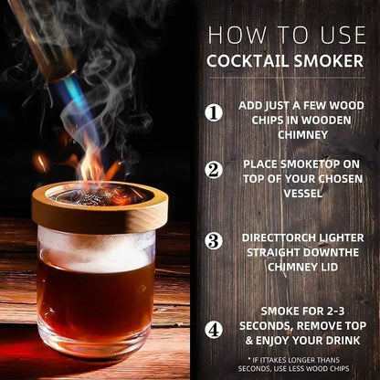 Wooden Cocktail Smoking Kit – Infuse Drinks with Smoky Flavor for Whiskey