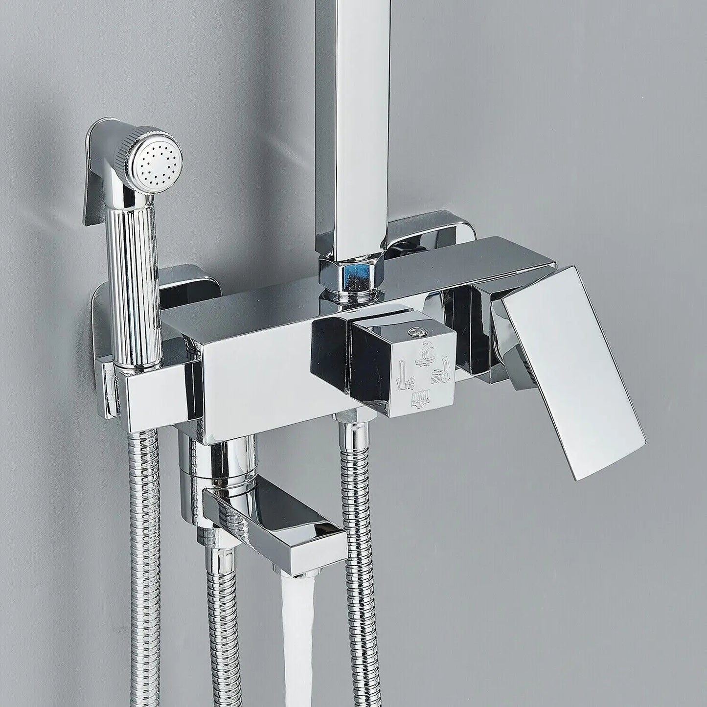 Adjustable Brass Shower System with 4 Functions – RainFlow Luxe Rain Shower Set