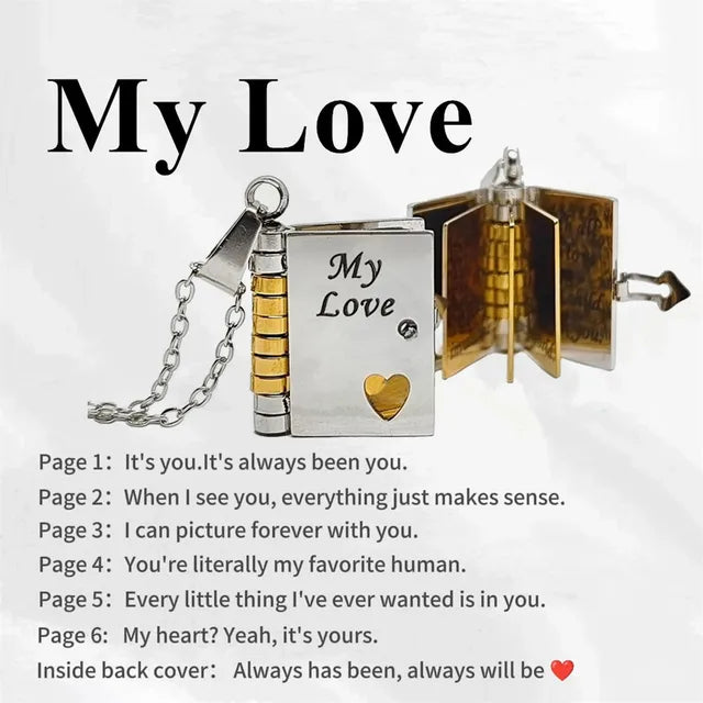 Memory Book Pendant Necklace – Meaningful Jewelry with Affectionate Message