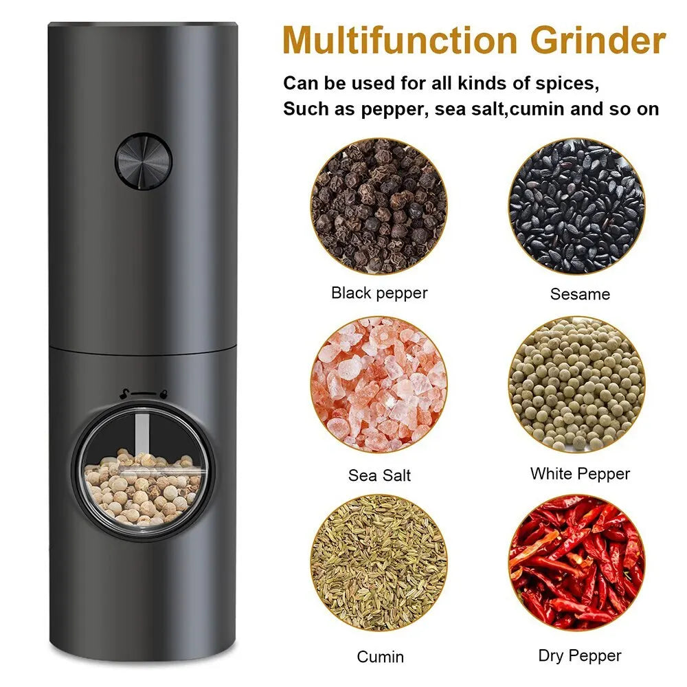 Set of 2 Electric Salt and Pepper Grinders with Adjustable Coarseness