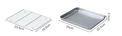 Stainless Steel Baking Tray with Wire Rack – Cake Baking, BBQ Pan, Oven Brownie Rack, Cooking, Roasting, and Grilling Tool