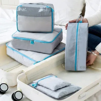 7-Piece Water-Resistant Travel Organizer Set – Space-Saving Design