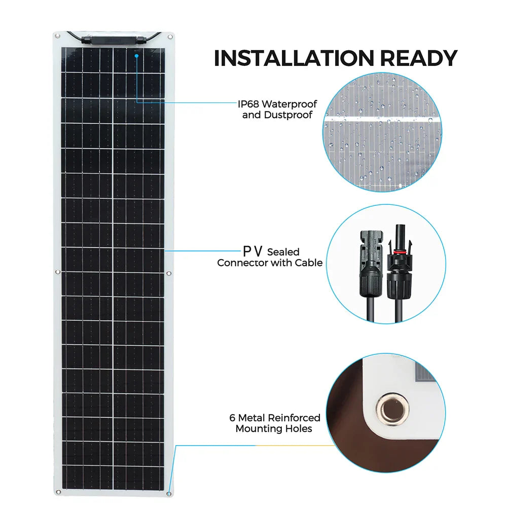 Flexible 50W Solar Panel - Lightweight, Weatherproof for Camping, Boats & Outdoors