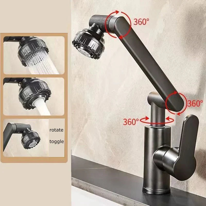 360-Degree Universal Washbasin Faucet in AquaFlex Design