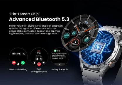 Smartwatch with 1.58" AMOLED Screen, Bluetooth Calling, 100+ Sports Modes & 24-Hour Health Tracking