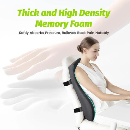 24-Inch Lumbar Support Cushion with Memory Foam, Breathable Mesh, and Non-Slip Straps