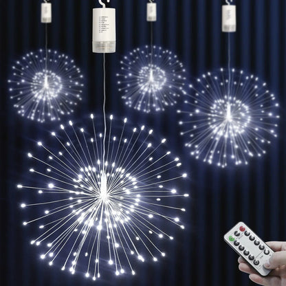Waterproof LED Firework Lights with Remote – 150/200 LEDs, 8 Modes, Warm White, Cool White, Colorful or Blue