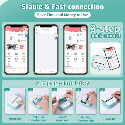 Compact Mini Photo Printer – Ink-Free Thermal Printing for On-the-Go