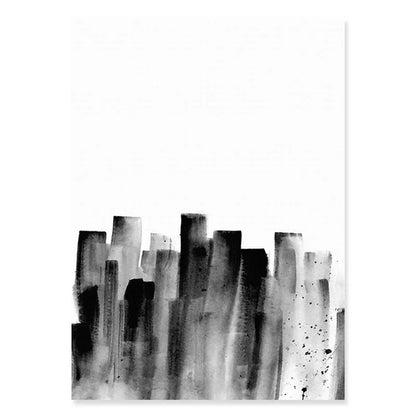 Minimalist Abstract Ink Brush Stroke Canvas Prints in Black and White for Home and Office Decor