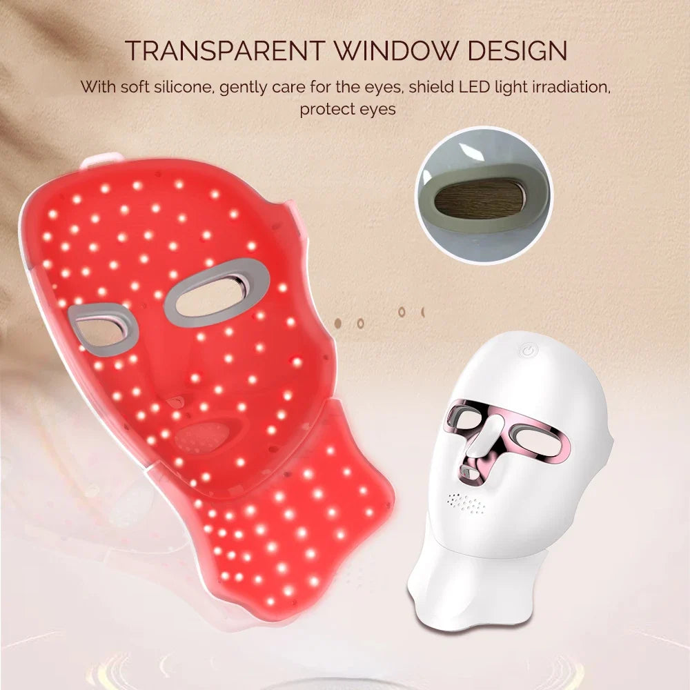 Wireless LED Facial Mask with Neck Light Therapy – 7 Colors, 120 LEDs for Acne and Wrinkle Treatment
