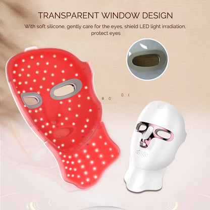 Wireless LED Facial Mask with Neck Light Therapy – 7 Colors, 120 LEDs for Acne and Wrinkle Treatment
