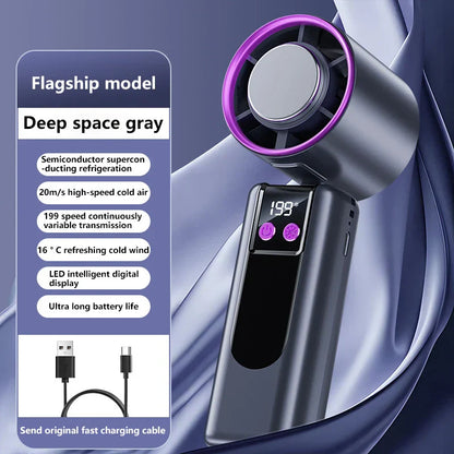 Handheld Fan with Cooling Function | Turbo Speed | USB Powered | Digital Display | 3 Speed Settings