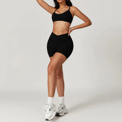 Women's Yoga Outfit - 2-Piece Set with Crop Top and High-Waisted Leggings