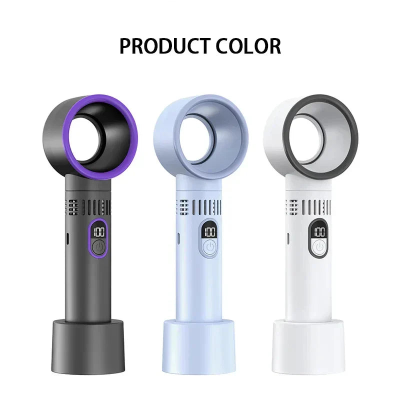 Rechargeable Bladeless Hand Fan with 100 Speed Settings