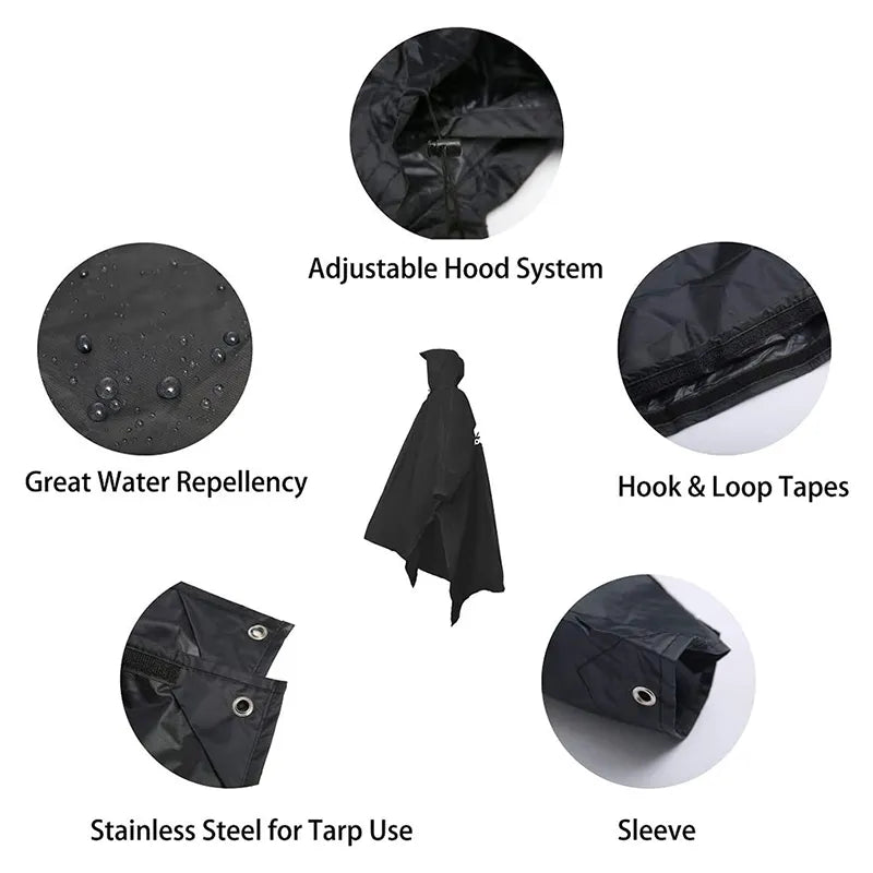 Adjustable 3-in-1 Waterproof Raincoat - Lightweight, Reusable for Men and Women, Perfect for Hiking, Hunting, and Climbing