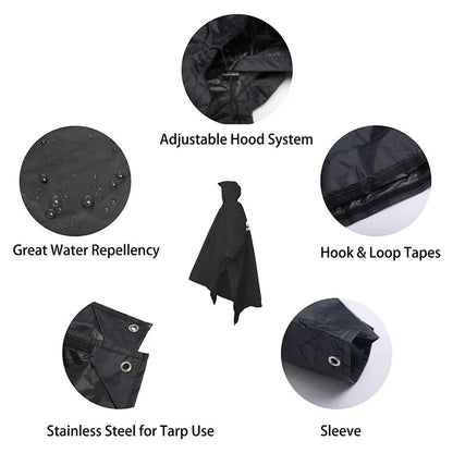 Adjustable 3-in-1 Waterproof Raincoat - Lightweight, Reusable for Men and Women, Perfect for Hiking, Hunting, and Climbing