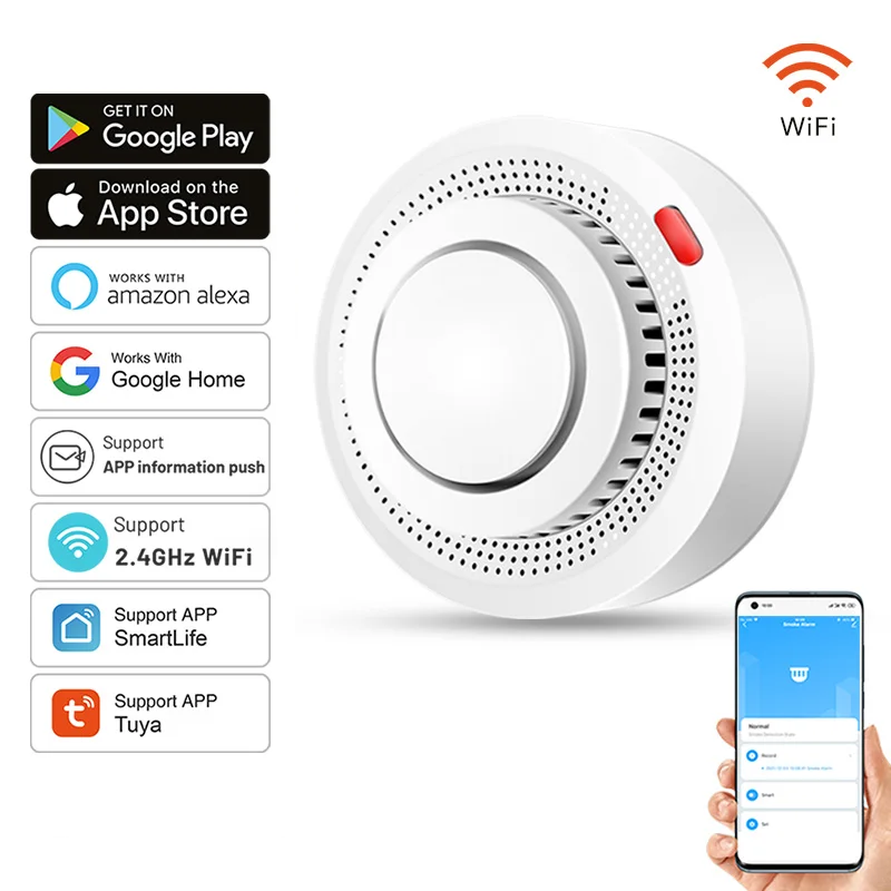 Smart WiFi Smoke Alarm with 85dB Alert – Fire Detection System