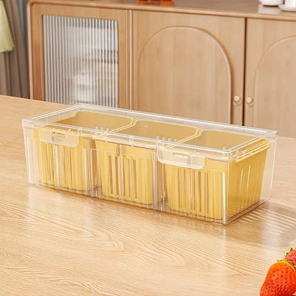 Divided Storage Container Set – 3-Piece Clear Bento Box for Fruits, Salads & Vegetables