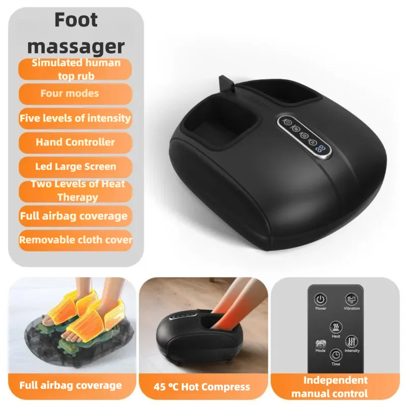 Heat and Air Compression Foot Massager with Remote, LCD Display & Adjustable Intensity
