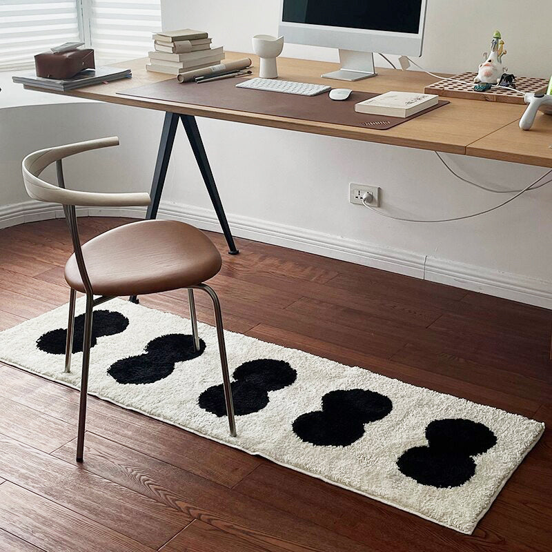 Narrow Abstract Rug in Black and White Design