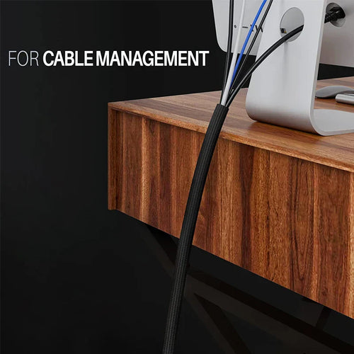 10M Black Insulated Braided Sleeves - PET Cable Protection Tube, Flame-Retardant Nylon Pipe - 4-30mm Narrow Cable Pass-through