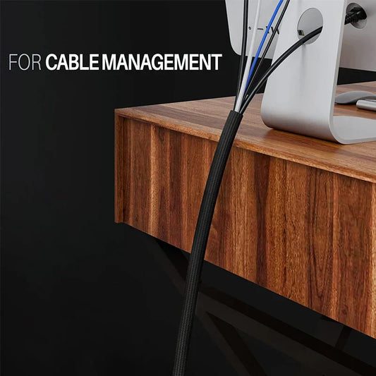 10M Black Insulated Braided Sleeves - PET Cable Protection Tube, Flame-Retardant Nylon Pipe - 4-30mm Narrow Cable Pass-through