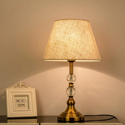 Modern European Style Desk Lamp - Imitation Copper Crystal Bedside Light