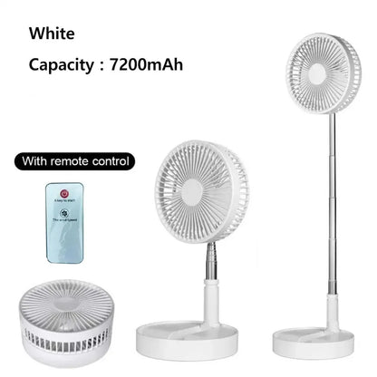 Portable Folding Fan with 7200mAh Rechargeable Battery – Low Noise, 4 Speeds