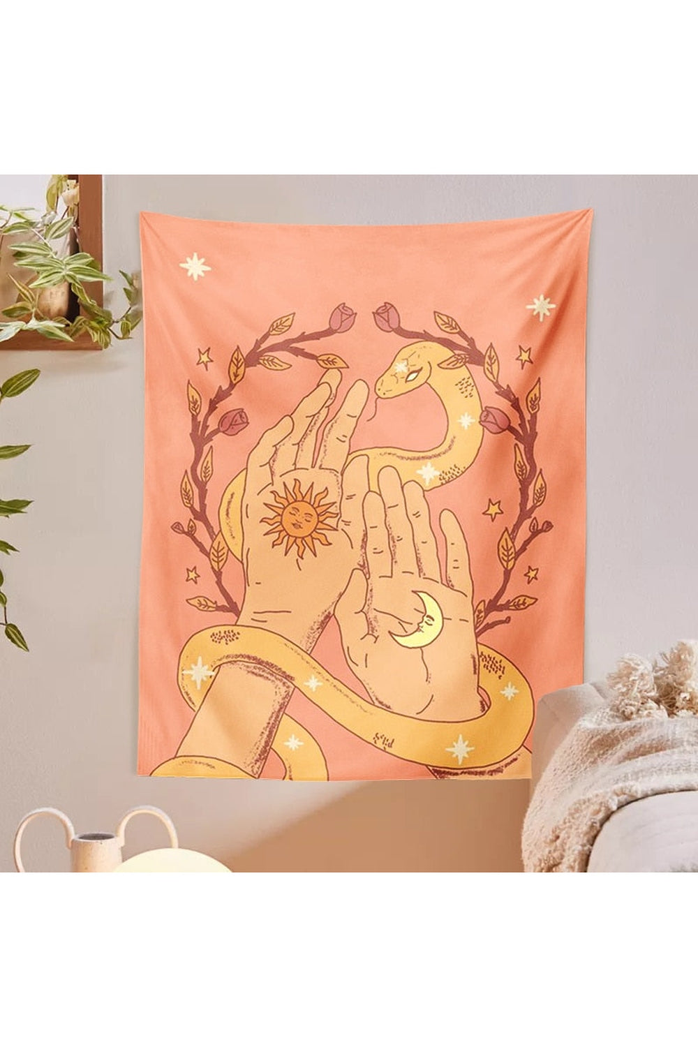 E-Girl Tapestry featuring Moon and Stars Design