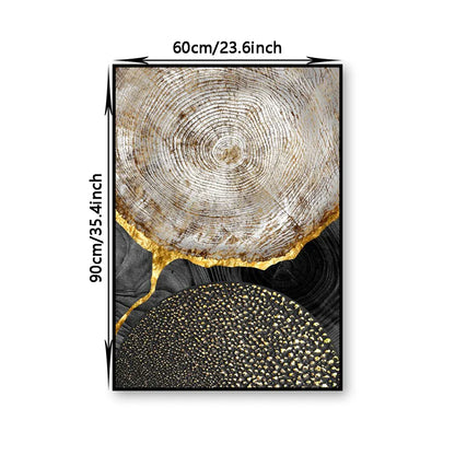 Sophisticated Black and Gold Tree Ring Canvas Art for Home