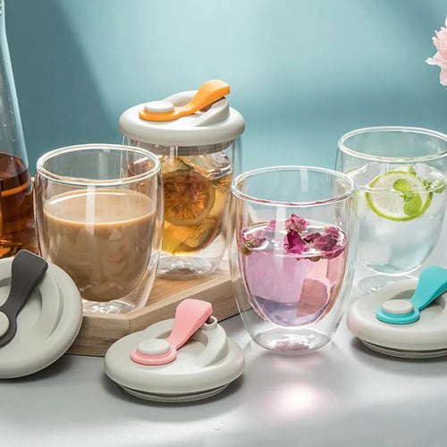 Transparent Double Wall Glass Mug – Leak-Proof Design