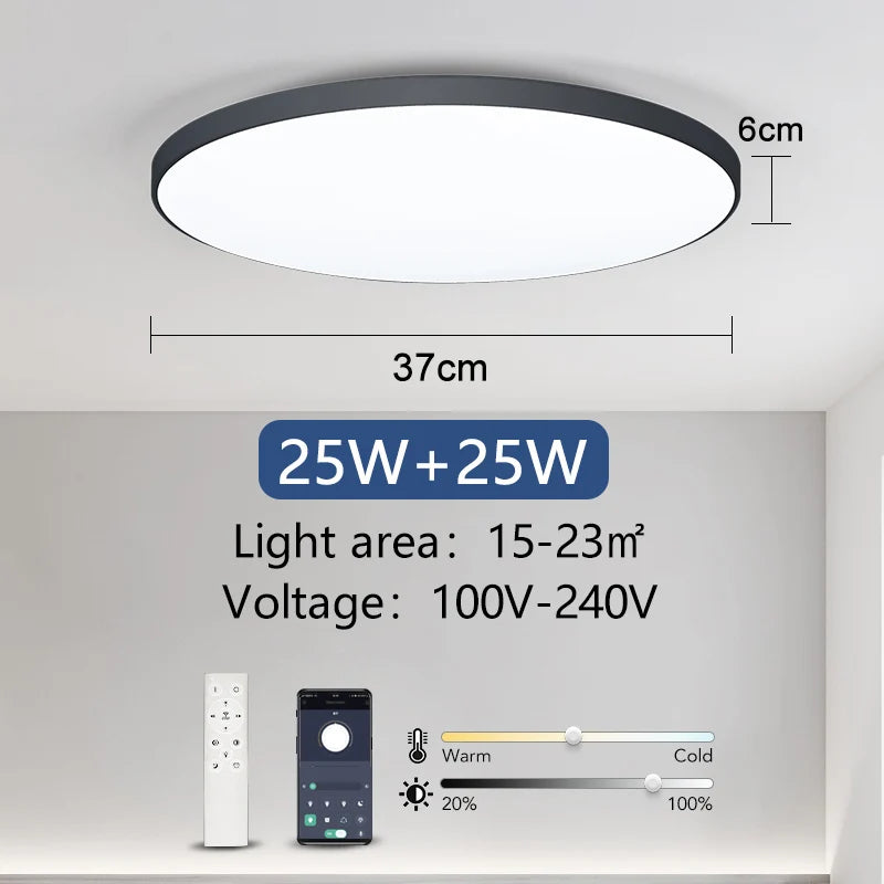 Smart 36W/50W LED Ceiling Light – Dimmable with Remote & App Control