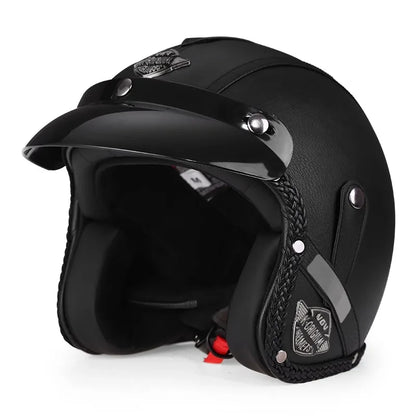 Retro Open Face Motorcycle Helmet - Kael - 3/4 Size