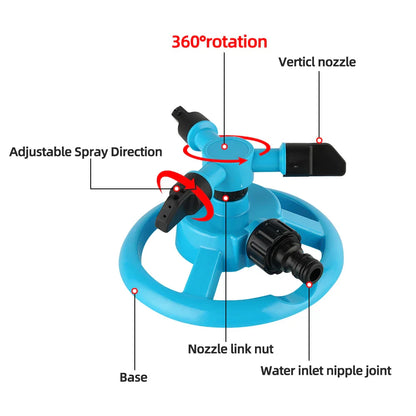 360° Rotating Lawn Sprinkler | Water-Saving & Durable | For Garden & Turf Care