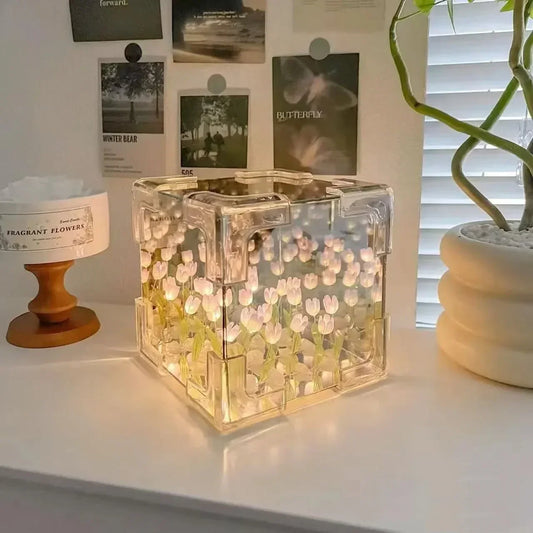 Customizable 3D Floral Cube Night Light