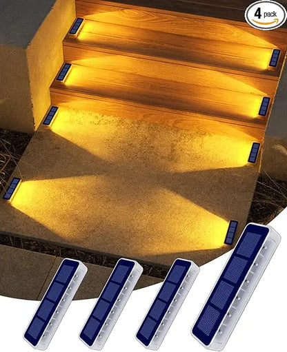 Solar Step Lights Set of 4 | 6 LED | Waterproof IP68 | Warm White or Blue