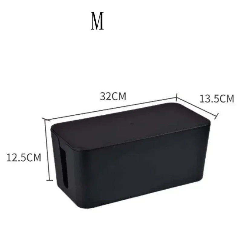Cable Management Box with Lid – Dust Protection for Outlets & Charging Cables – 32×13×12 cm