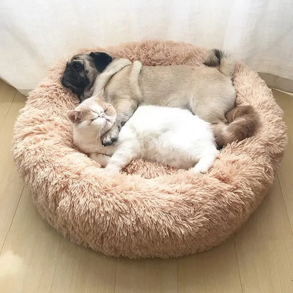 Plush Round Pet Bed – Washable, Non-Slip Design for Comfort