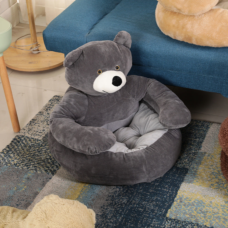 Plush Bear-Shaped Winter Dog Bed – Last Day Discount