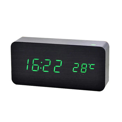 Digital Wooden Alarm Clock with LED Display and Silent Operation