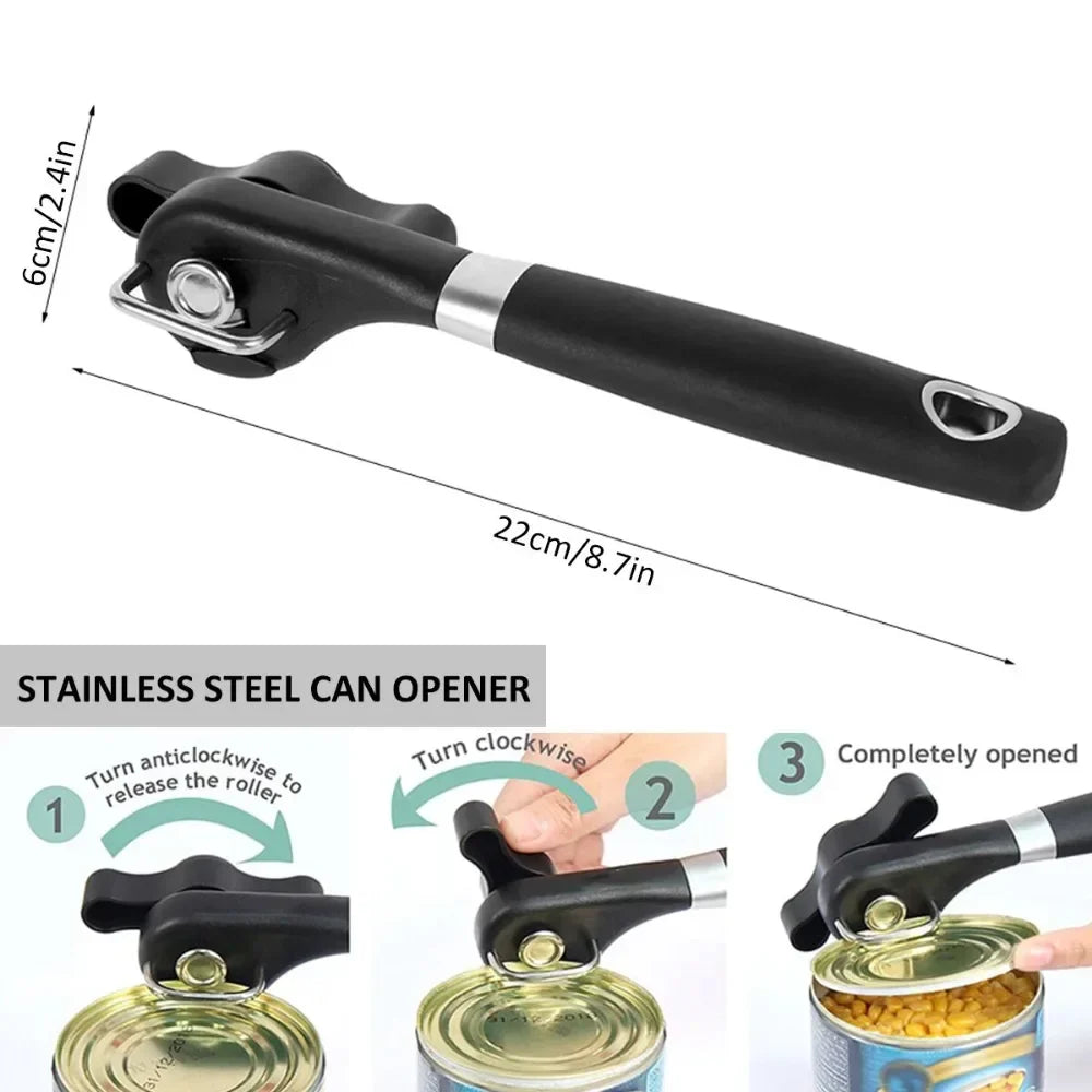 Side-Cutting Can Opener - Safe, Rust-Free & Ergonomic for Kitchen & Outdoor