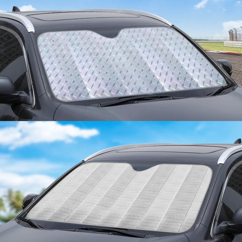 Universal Folding Car Sunshade | UV & Heat Protection | Silver