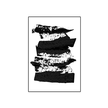 Minimalist Abstract Ink Brush Stroke Canvas Prints in Black and White for Home and Office Decor