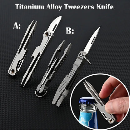 Multifunctional Titanium Tweezer Knife for All-Day Use