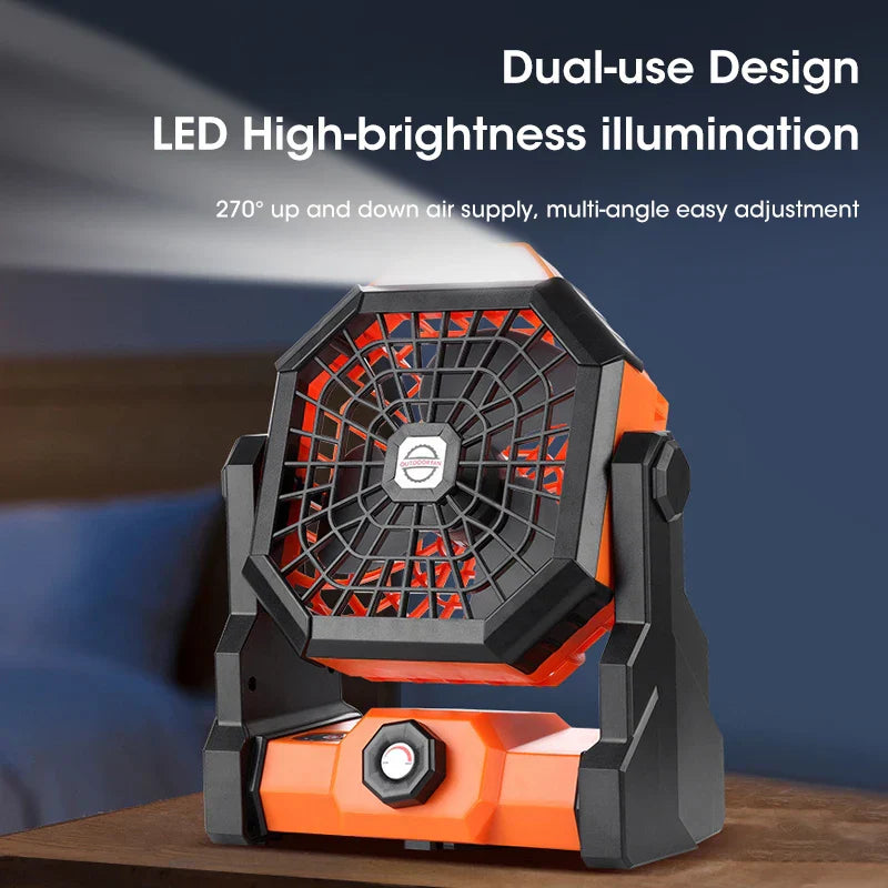 LED Camping Fan with 7800 mAh Rechargeable Battery and USB