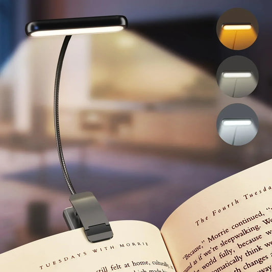Flexible USB Rechargeable Reading Light with Adjustable Color Temperatures and Clip
