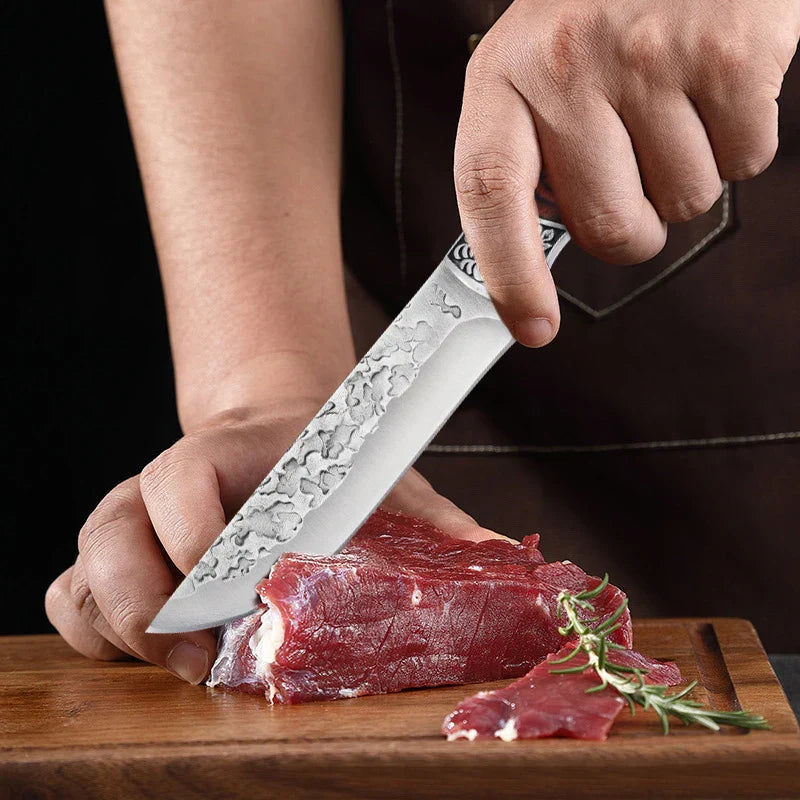 Forged Stainless Steel Cleaver - Versatile Chef's Knife for Meat, Fruit, BBQ, and Boning with Sheath