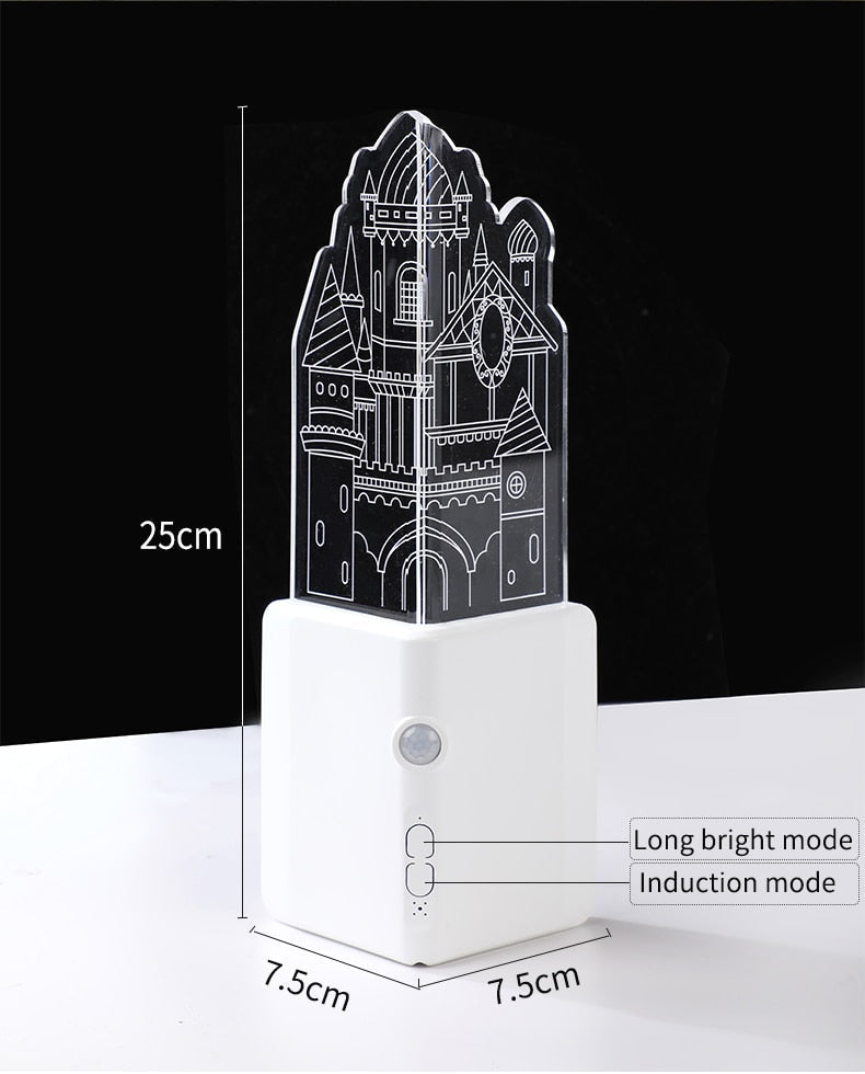Rechargeable 3D LED Night Wall Light
